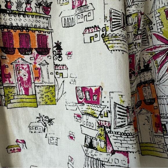 Coldwater Creek 100% Linen Graphic Print European CityScape Shacket Size Small - Picture 6 of 6
